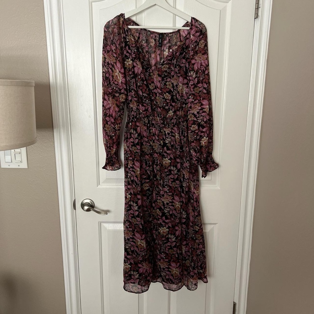 Mango Floral Long Sleeve Dress